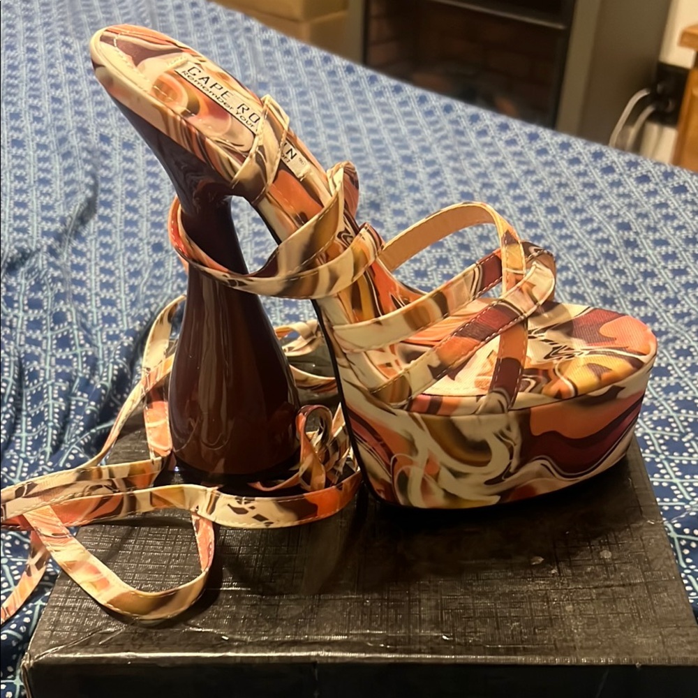 Colorful Platform Strappy Heels